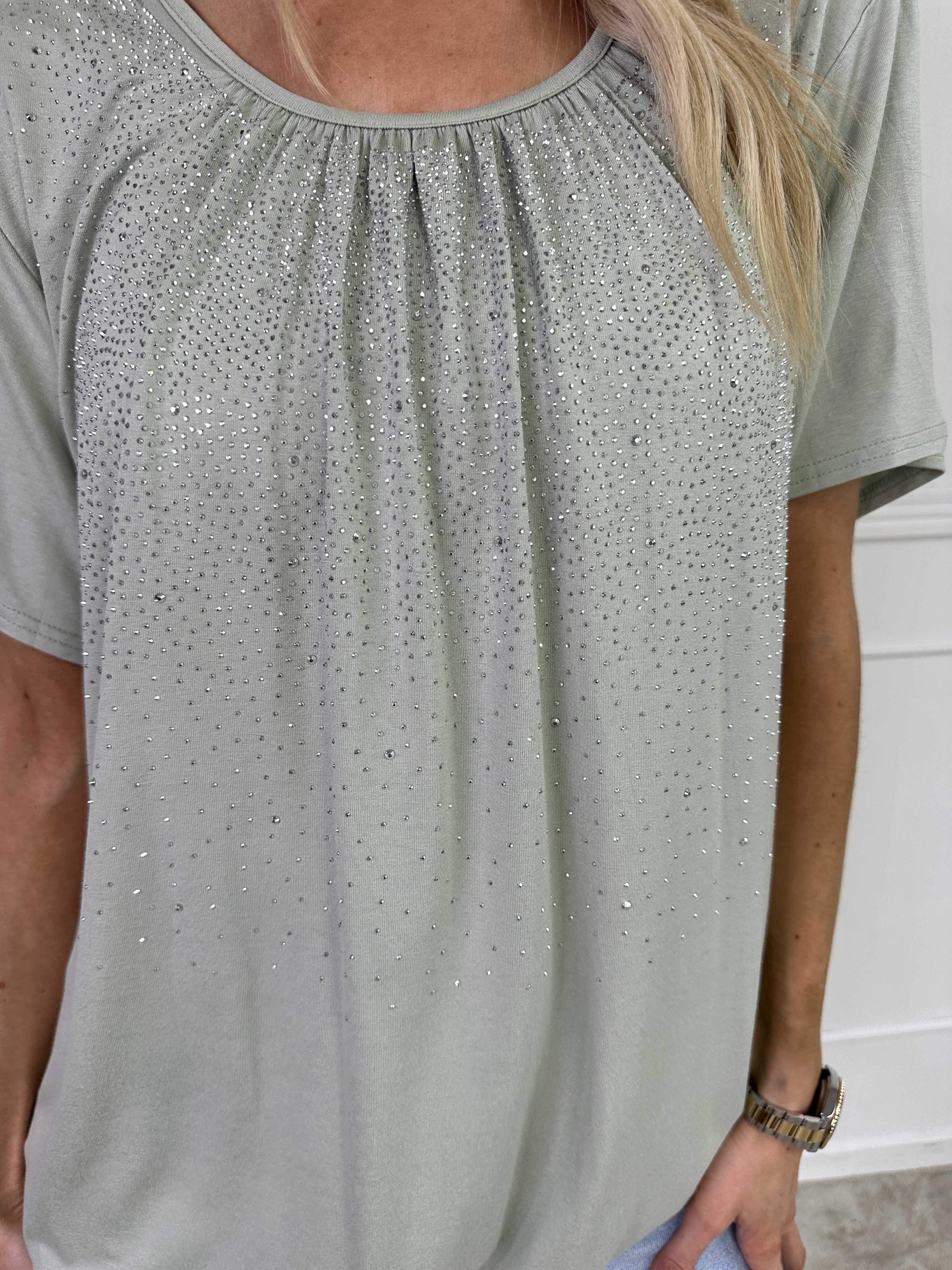 Miracle Crystal T-shirt - Mjuk blus i viskos med strass
