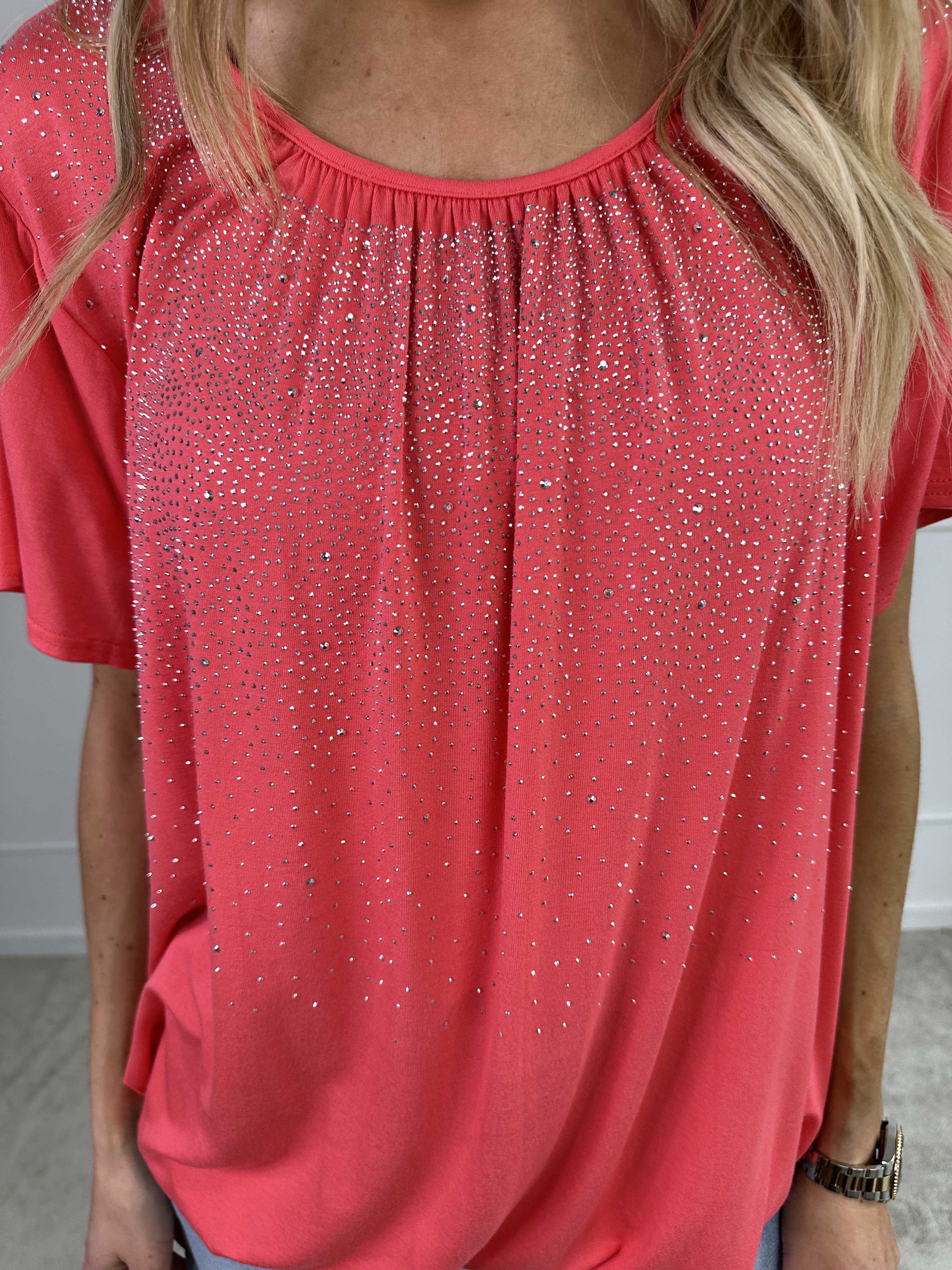 Miracle Crystal T-shirt - Mjuk blus i viskos med strass