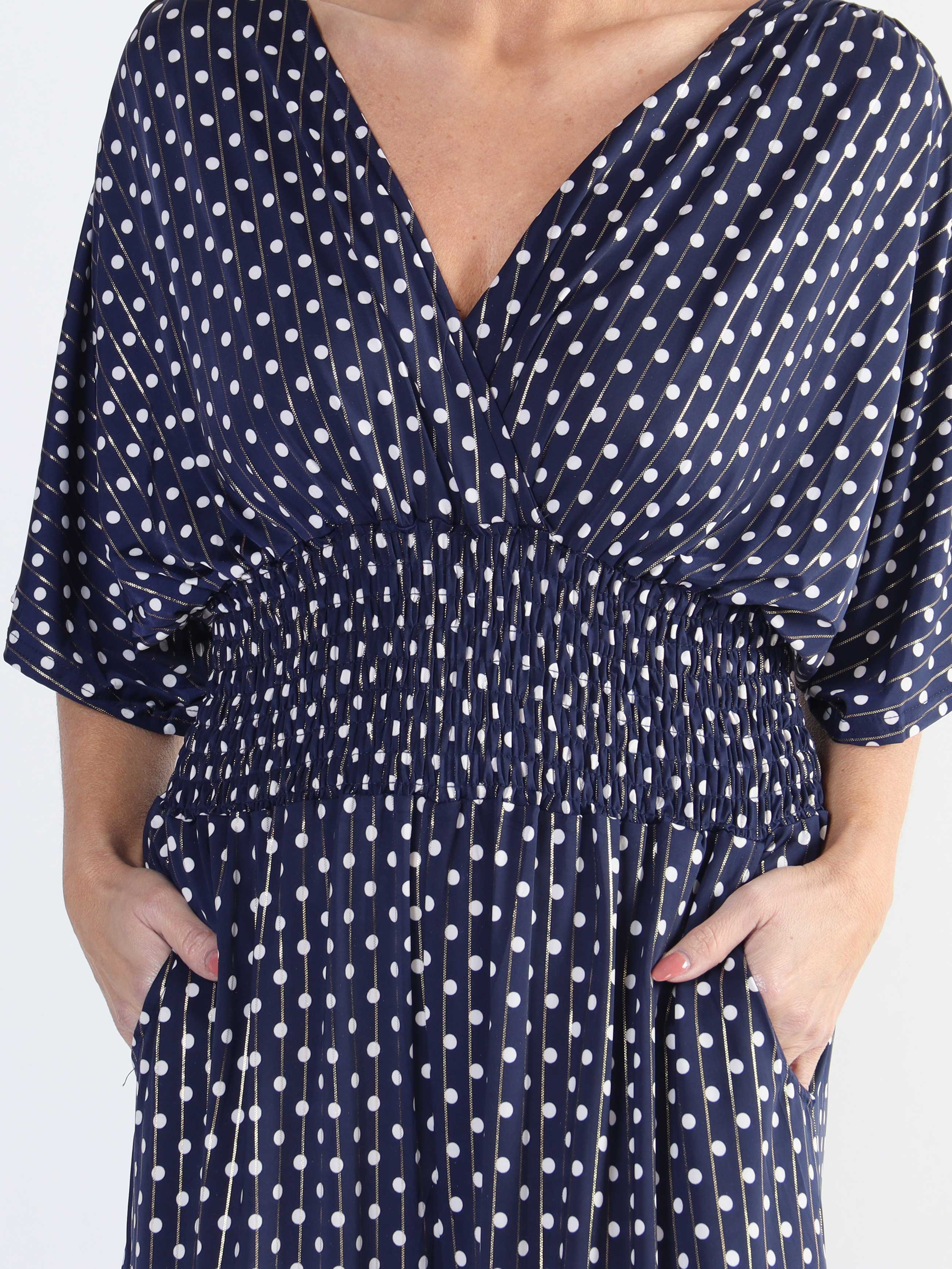 Pams Dot Jumpsuit - Jumpsuit med resår och prickar i stora storlekar