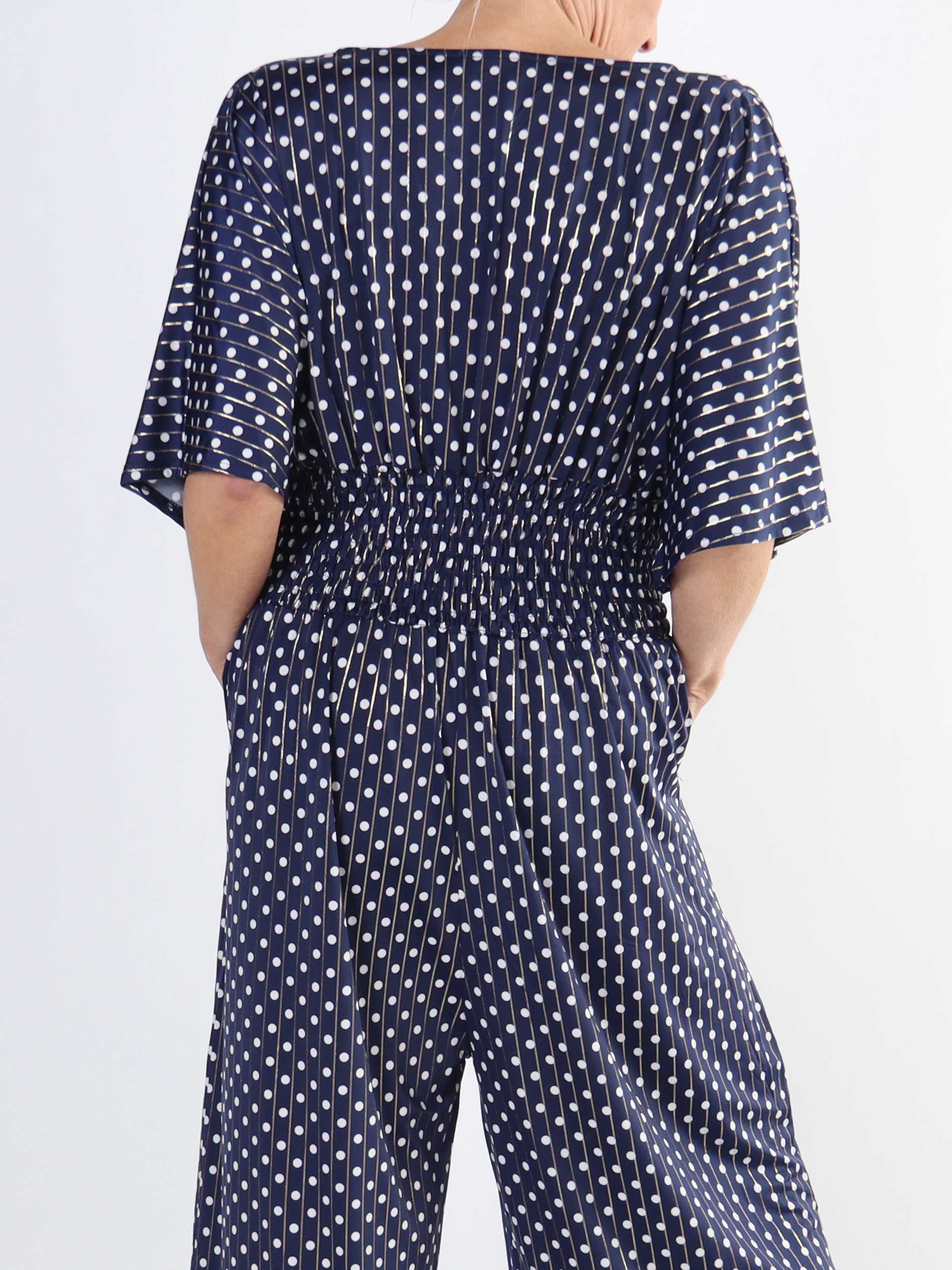 Pams Dot Jumpsuit - Jumpsuit med resår och prickar i stora storlekar