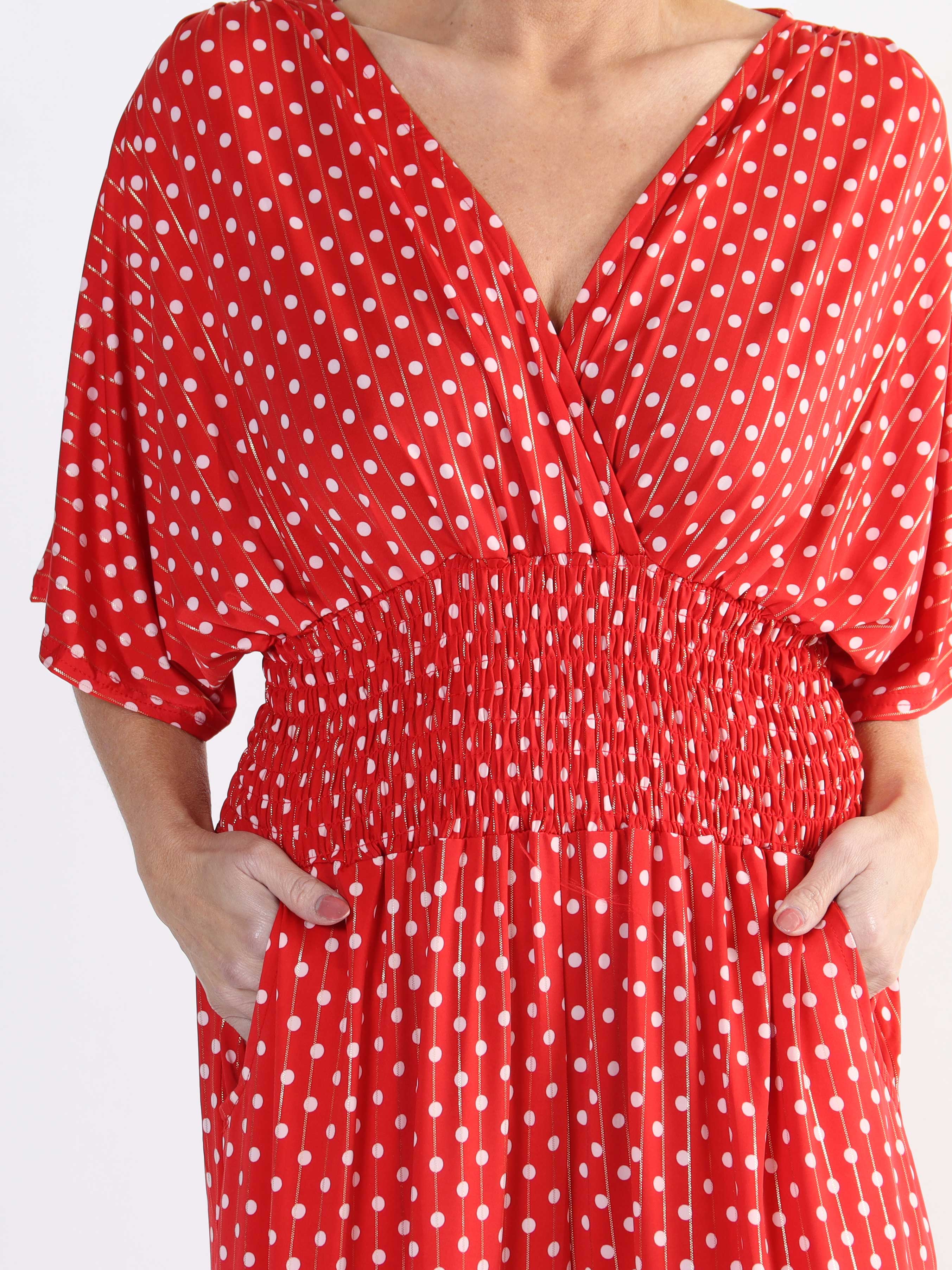 Pams Dot Jumpsuit - Jumpsuit med resår och prickar i stora storlekar