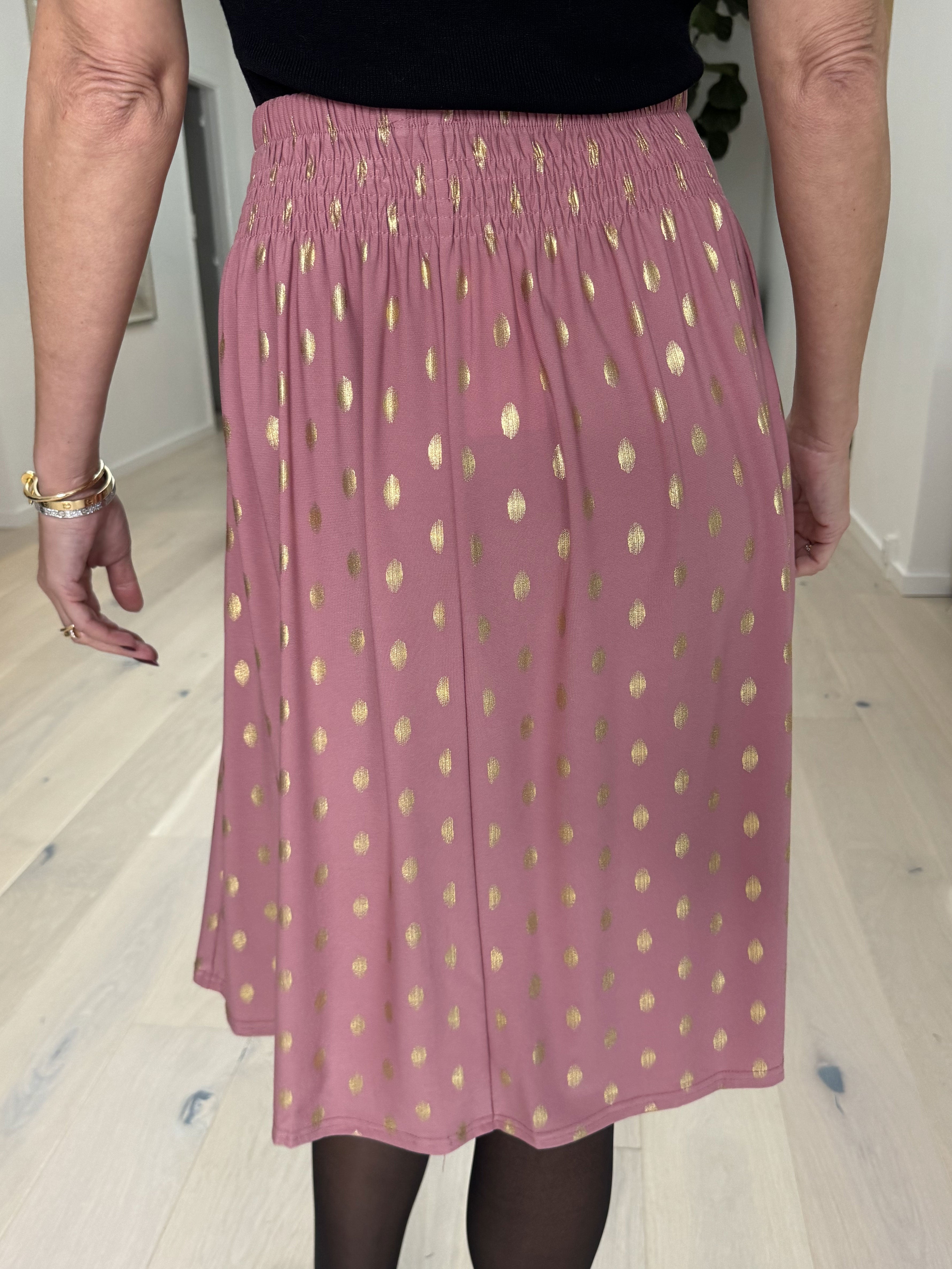 Pams Gold Dot Skirt - Kjol i skrynkelfritt tyg med fickor