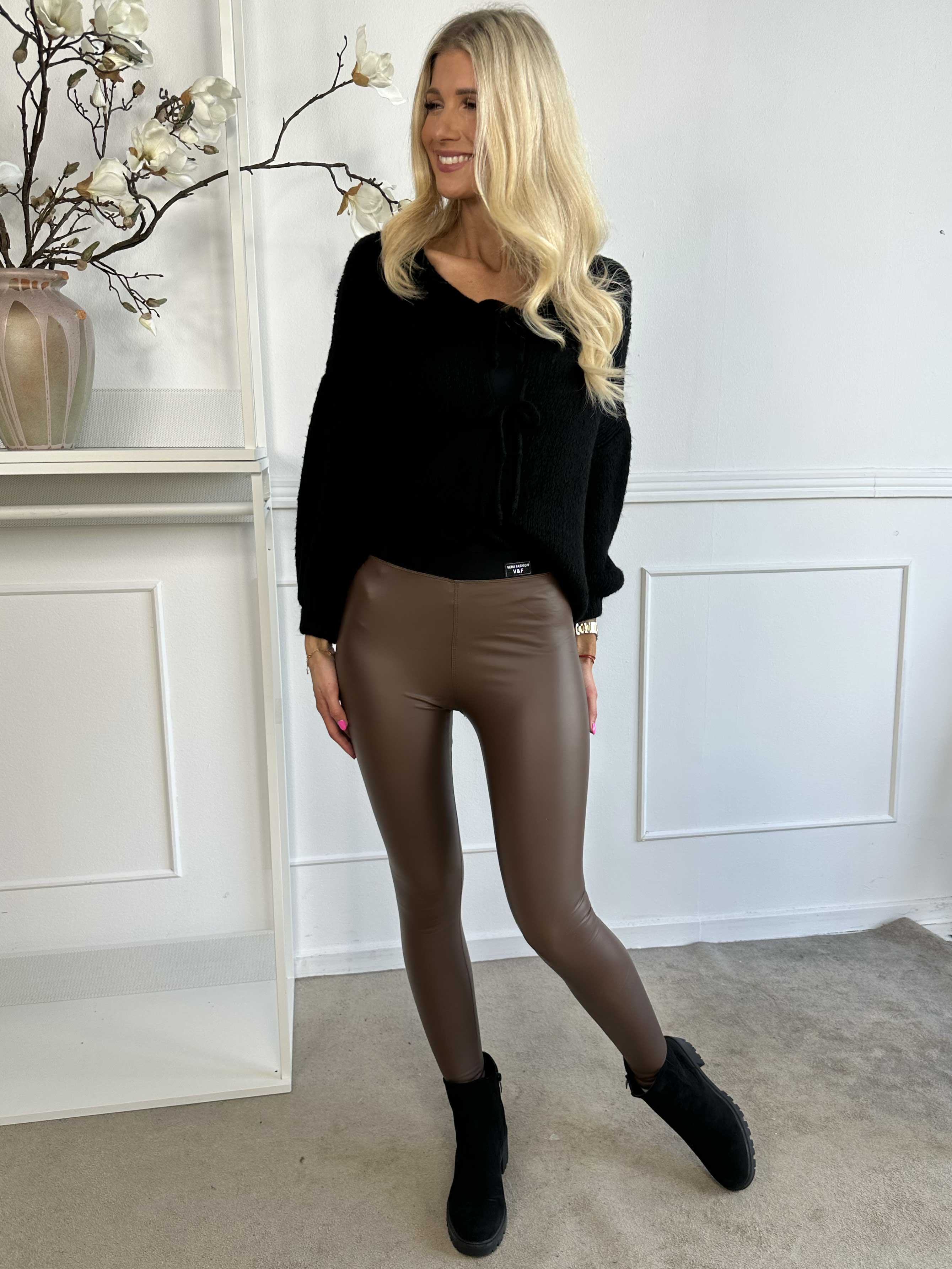 Patricia - Elastiska leggings i läderimitation