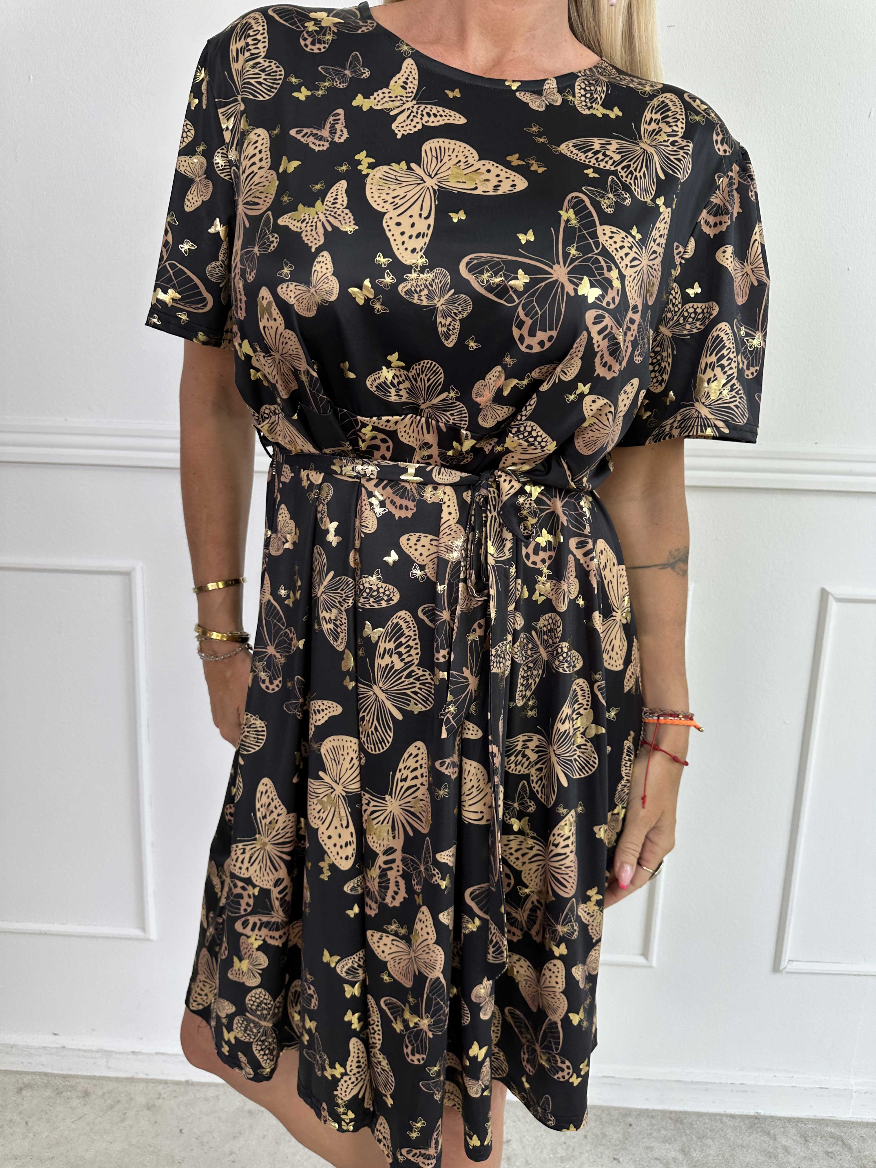 Sansa Butterfly Short - Elastisk kjole med sommerfugleprint