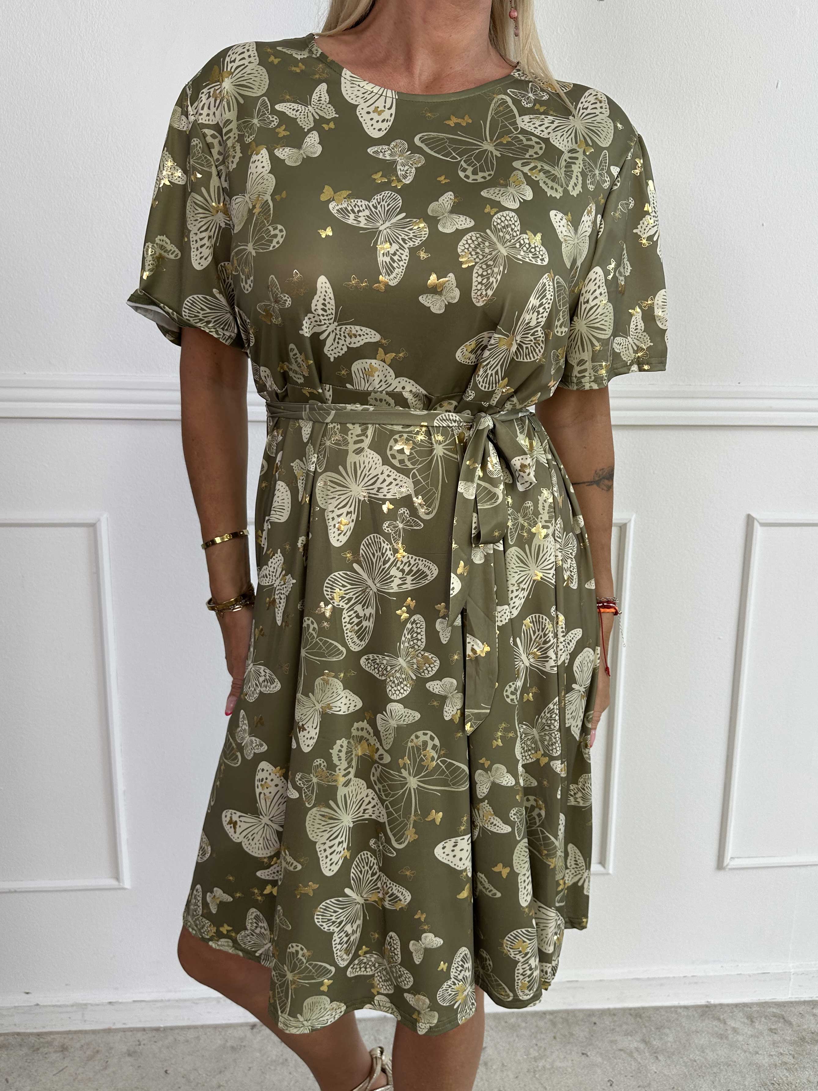 Sansa Butterfly Short - Elastisk kjole med sommerfugleprint