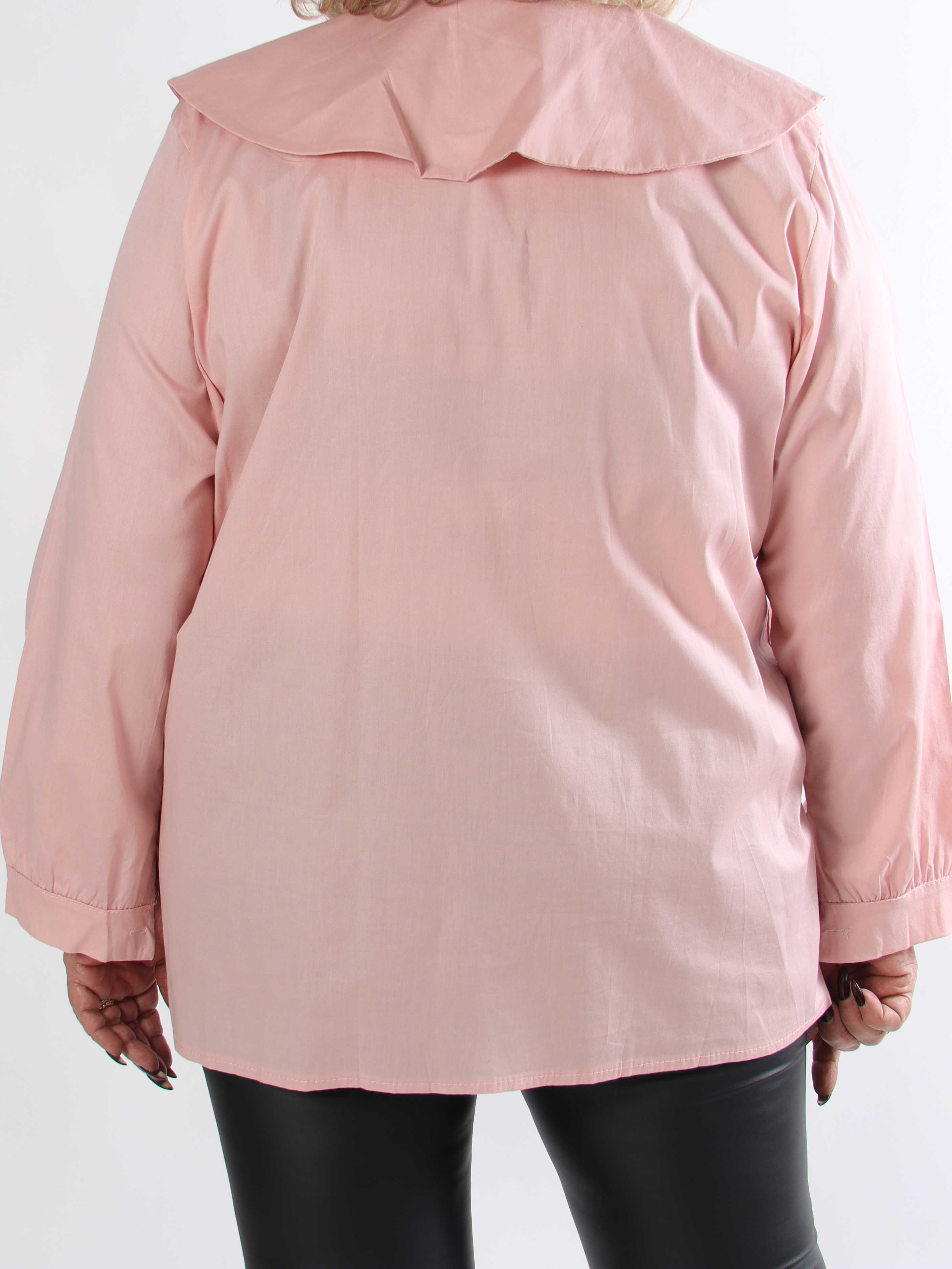 Venezia - Plus size skjorte i bomuld med stor krave og fint bindebånd