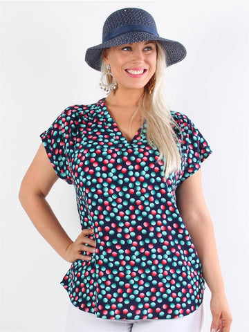 Agacia - T-shirt med olika färgade prickar