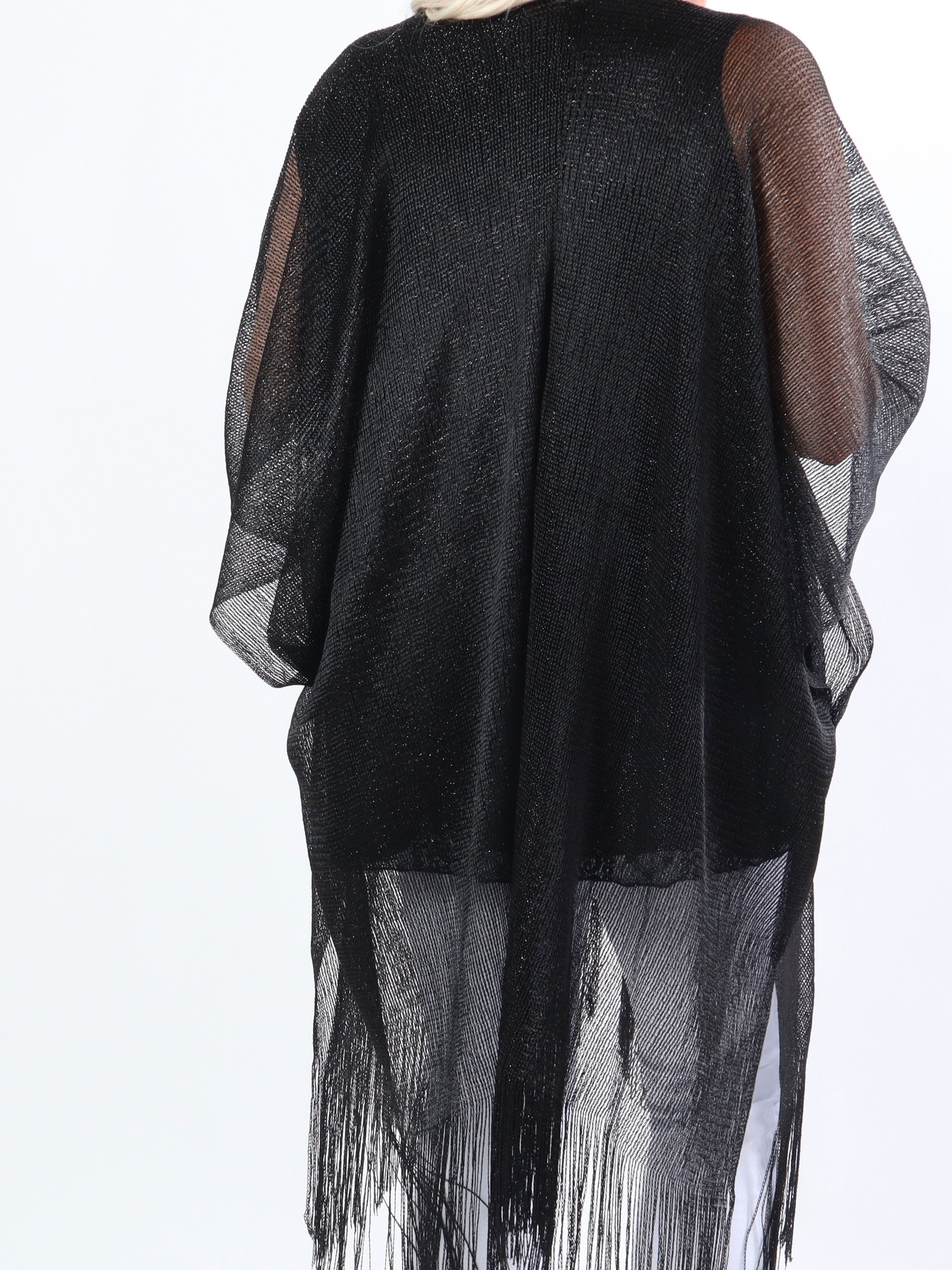 Betti - Plus size sjal med glittertrådar och fransar