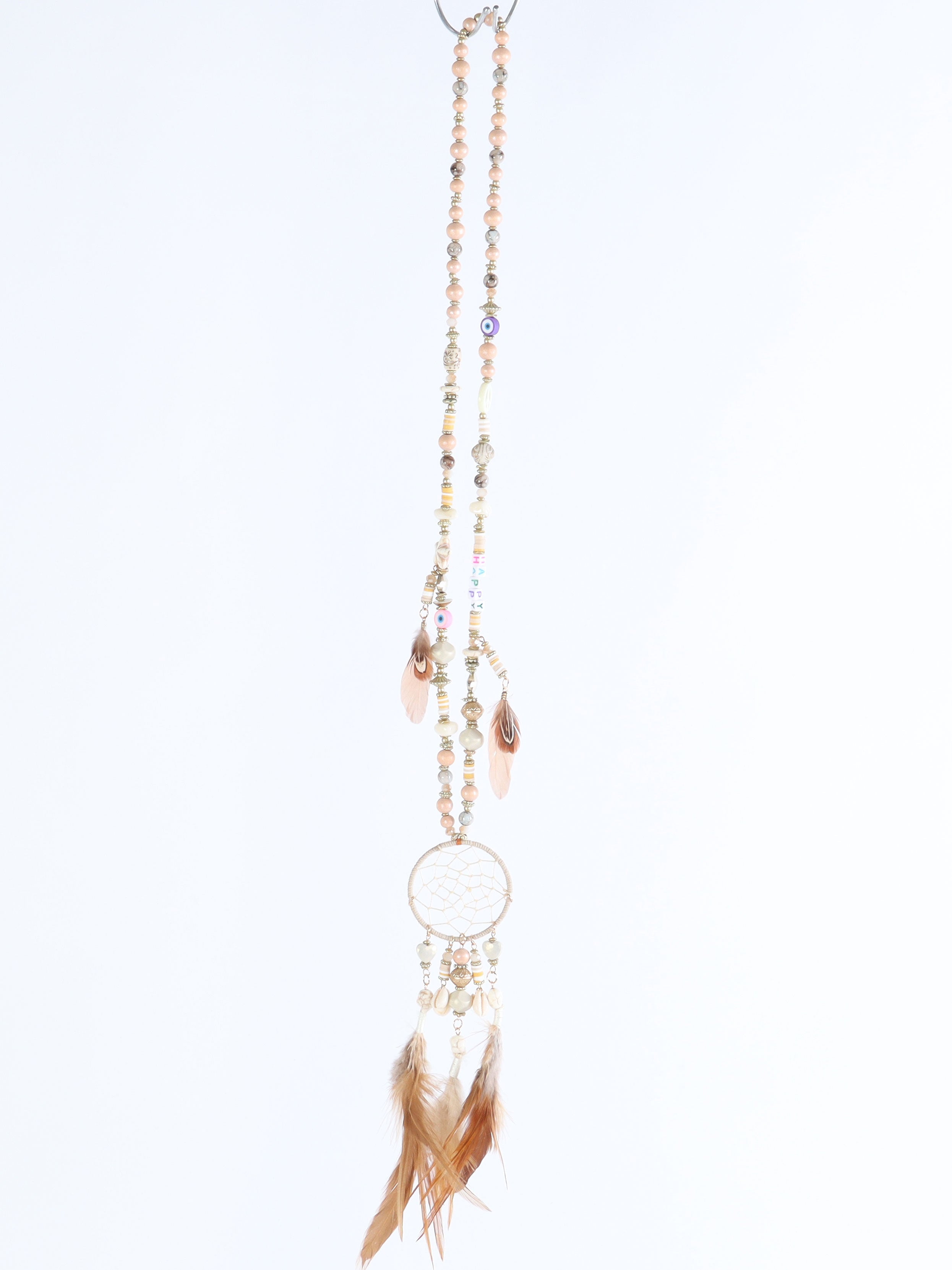 Kaya - Beige halsband med drömfångare