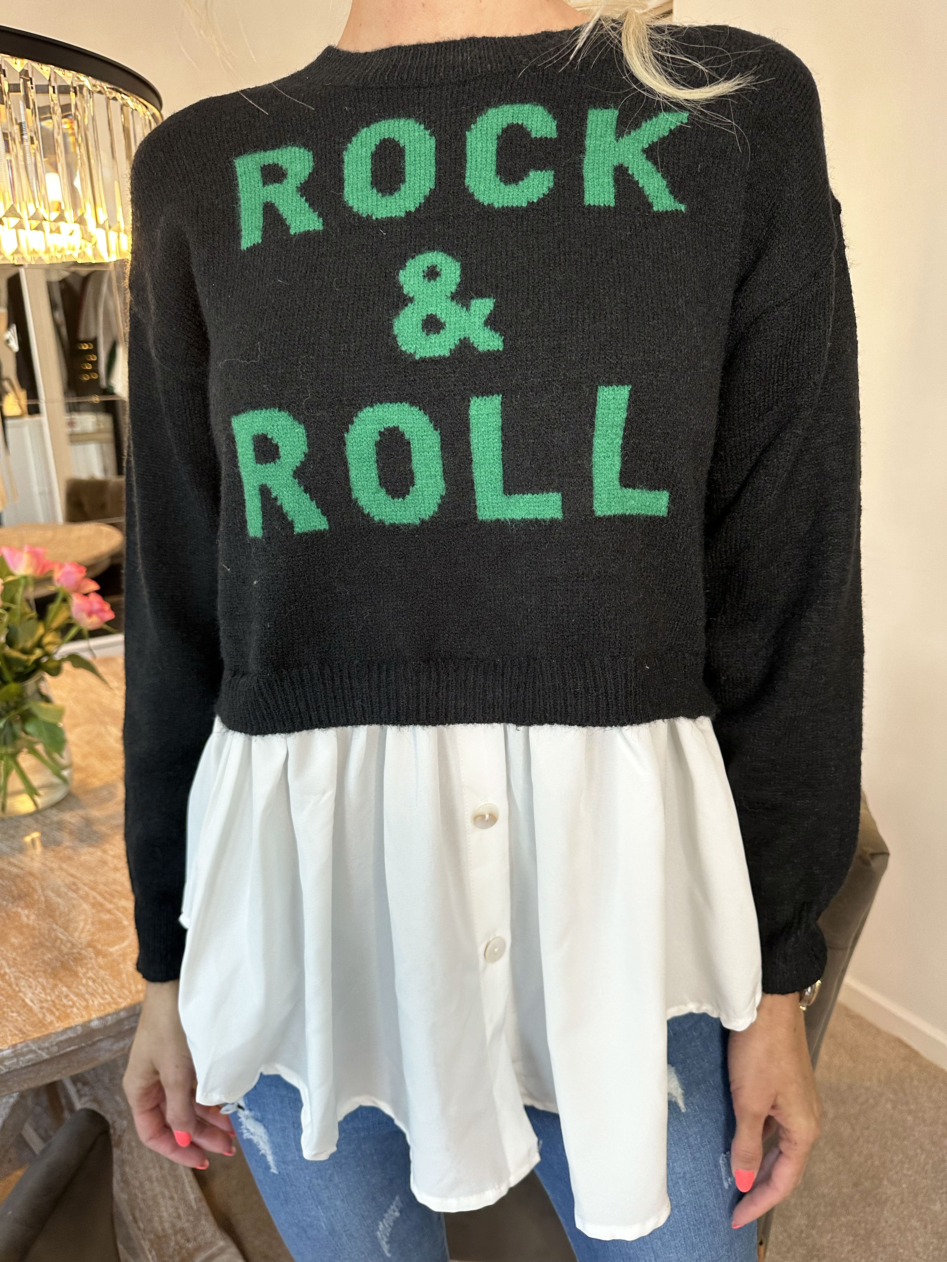 Rock N Roll - Stickad blus med insydd skjorta
