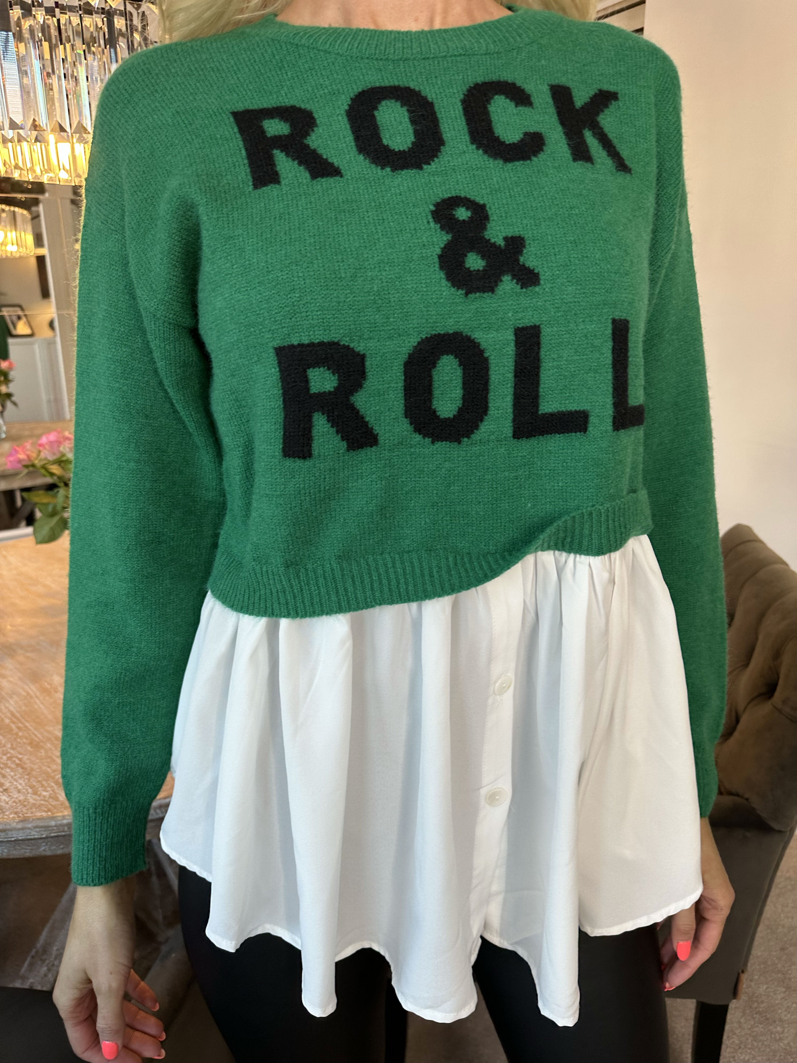 Rock N Roll - Stickad blus med insydd skjorta