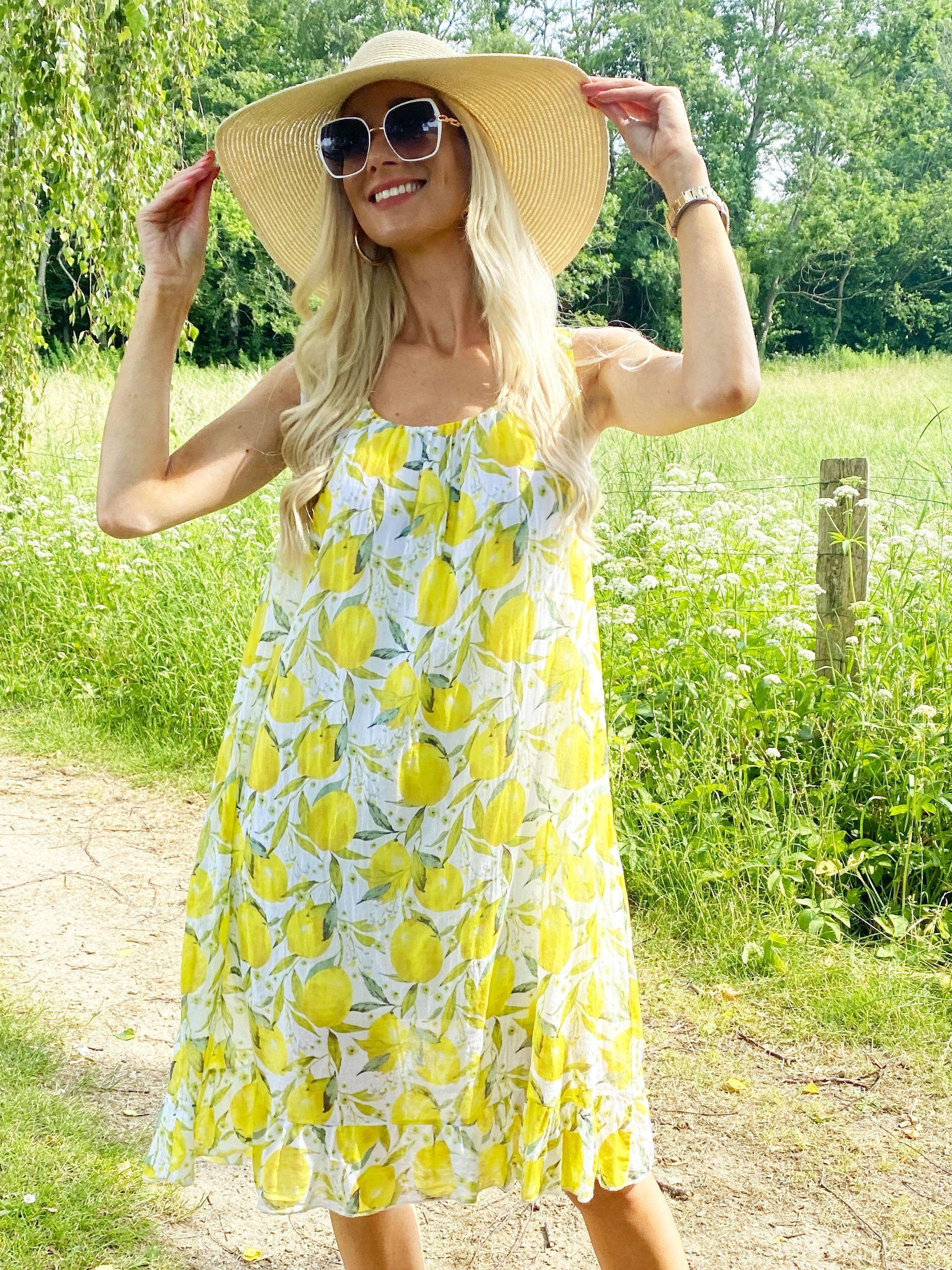 Limone - Orange kjole med citron motiver