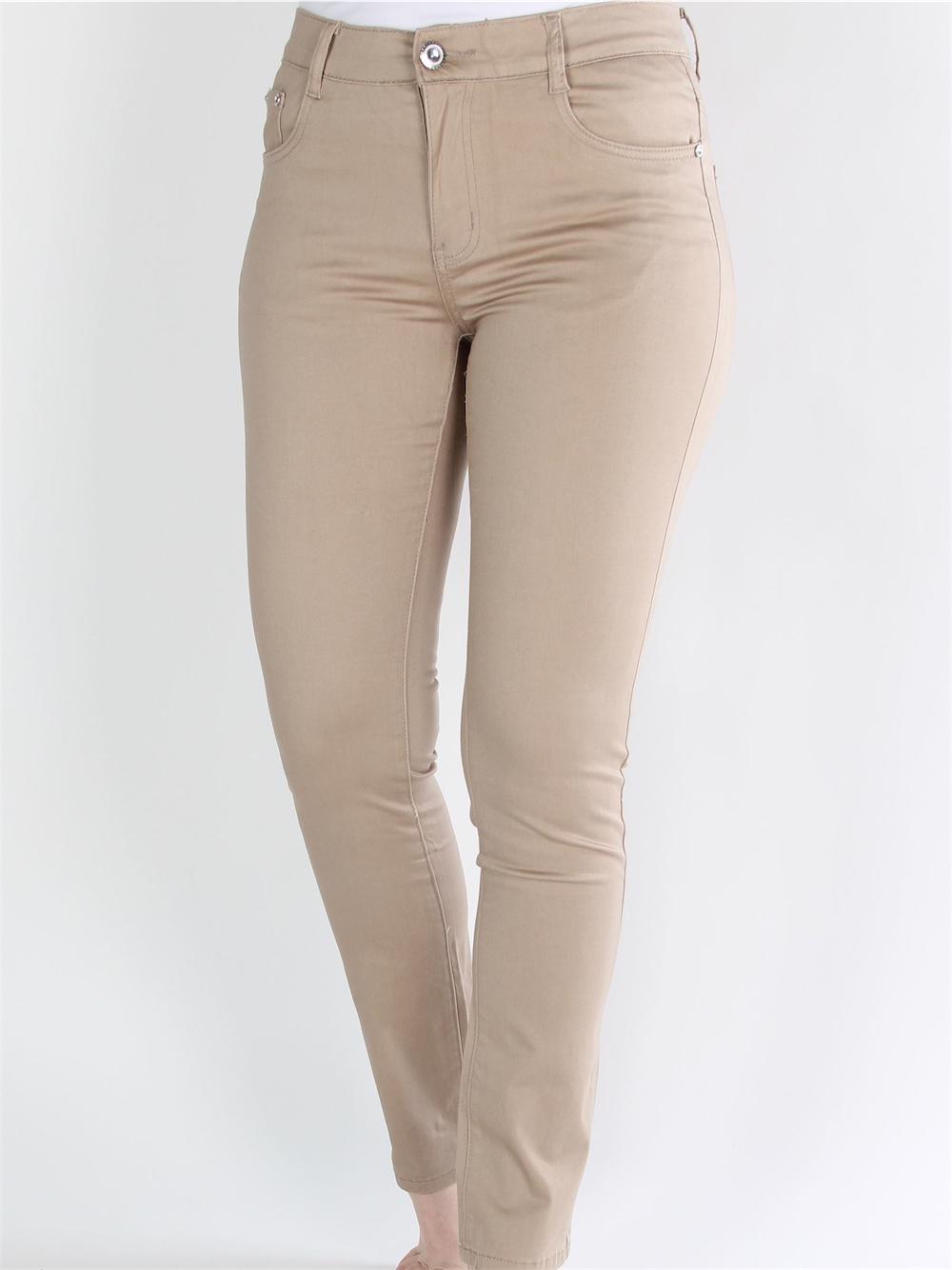 Nilla - Beige byxor med fickor