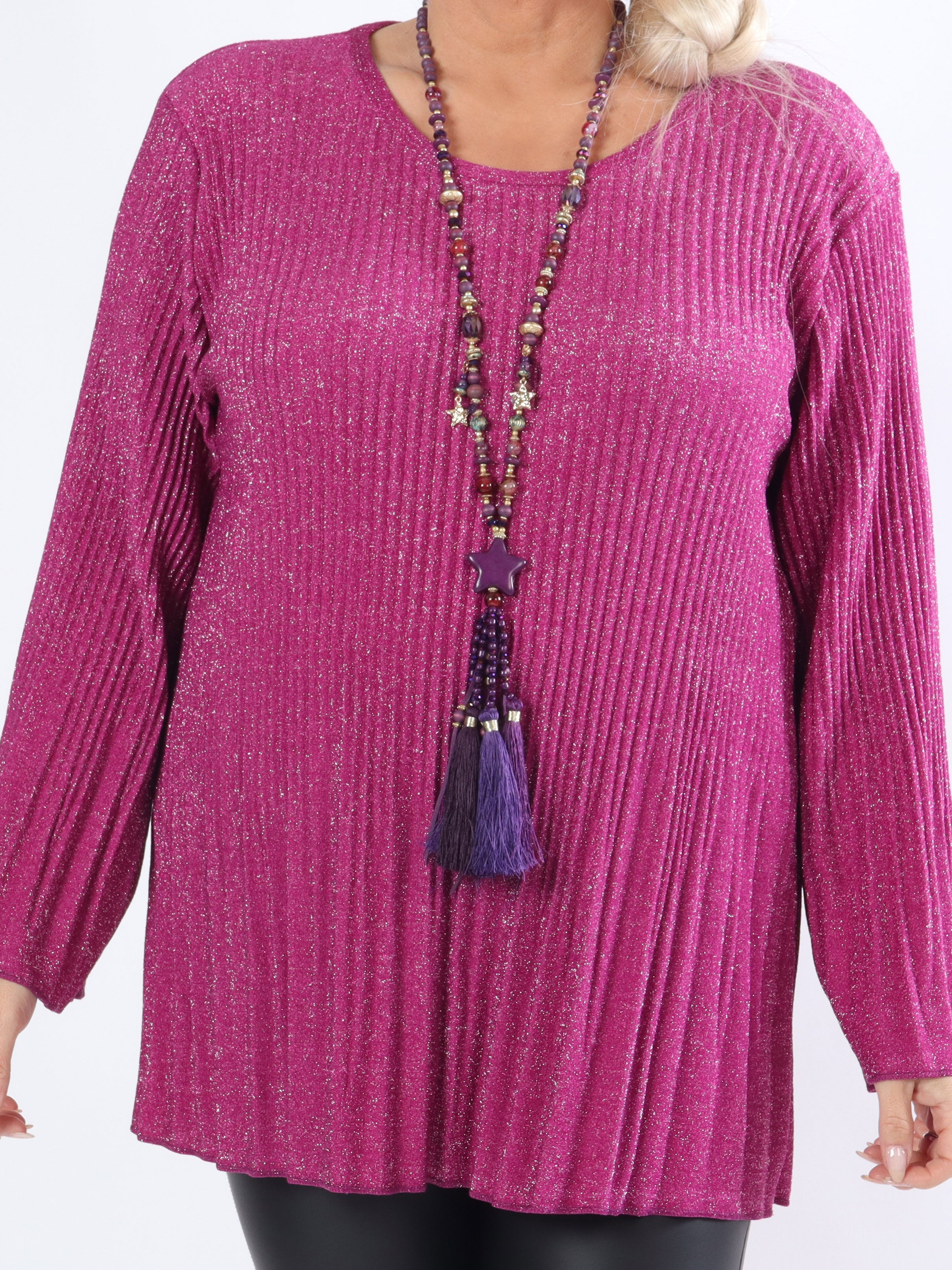 Ricarda - Plus size glimmerblus med veck