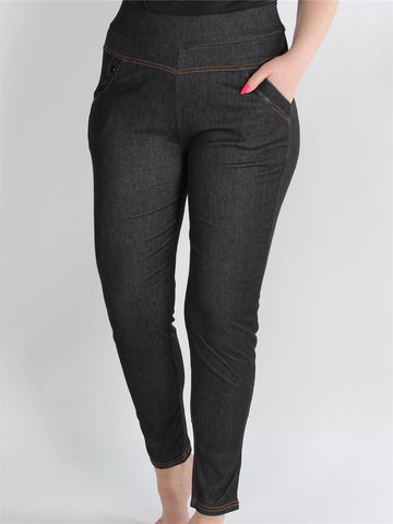 Vania - Svarta leggings i jeanslook