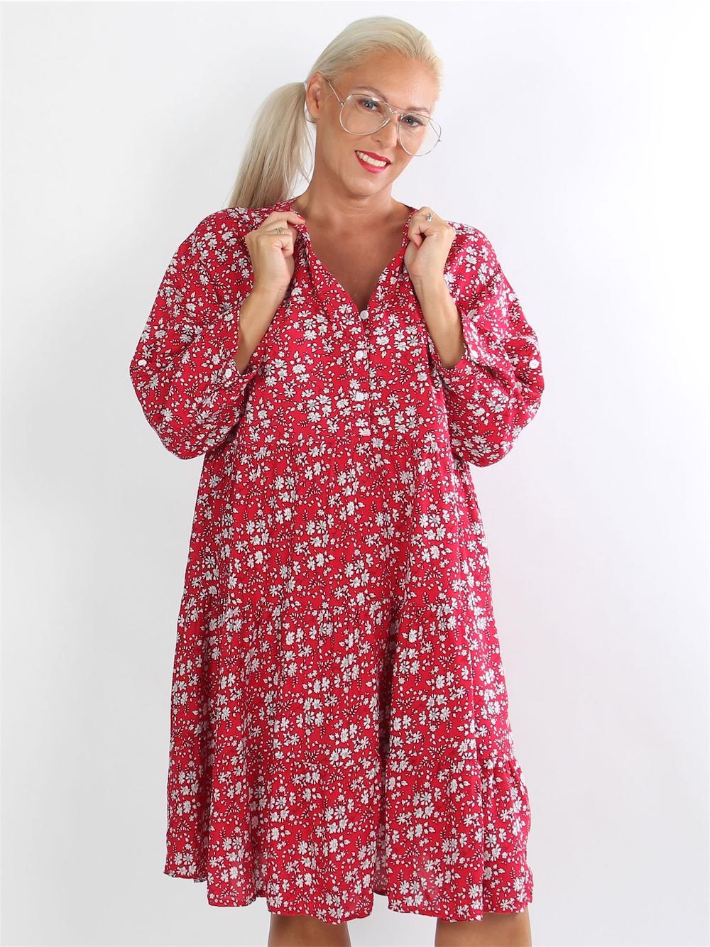 Vilde - Svart skjortklänning med vitt blommönster
