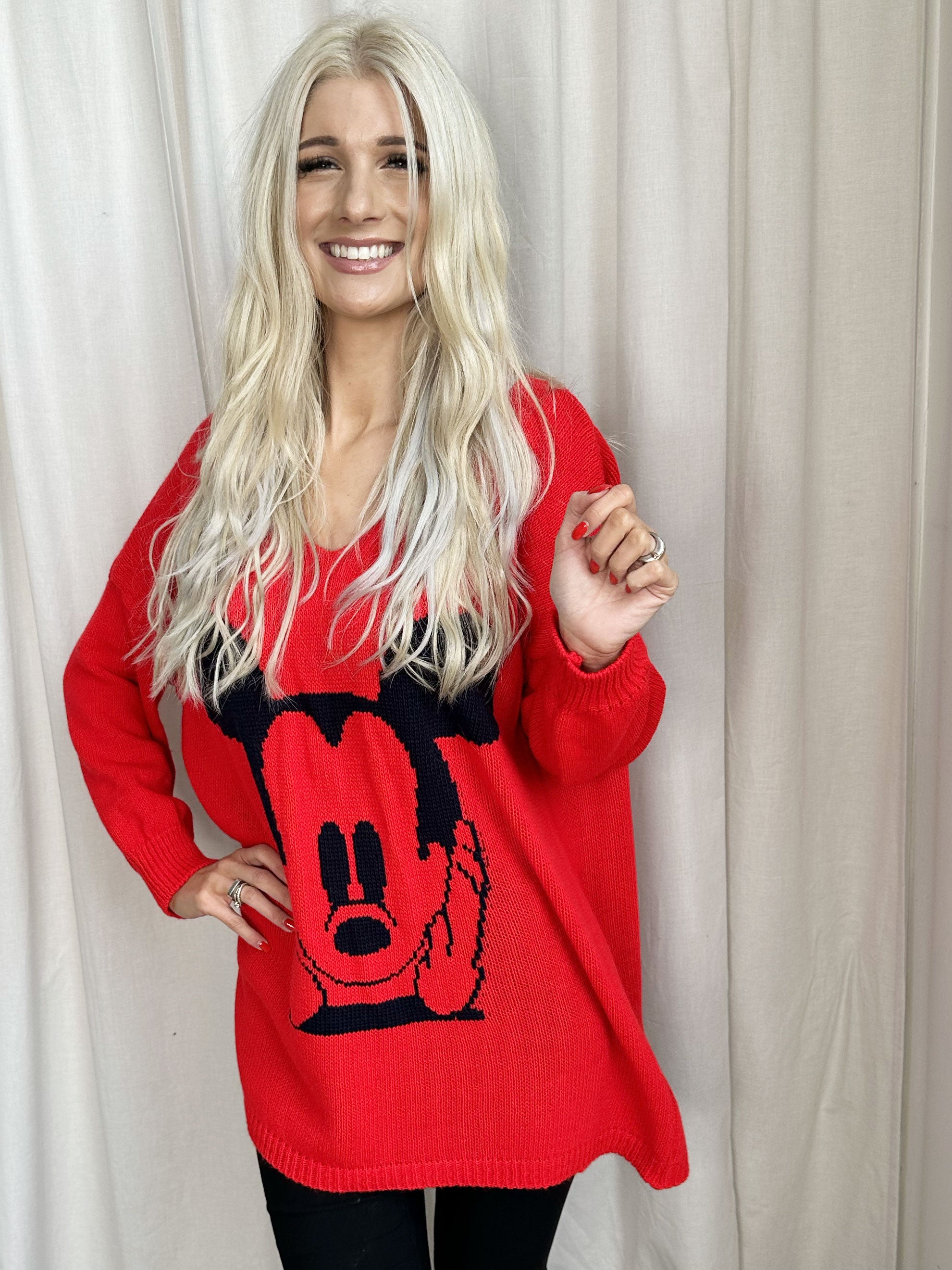 Mickey -  Plus size Stickad blus med motiv